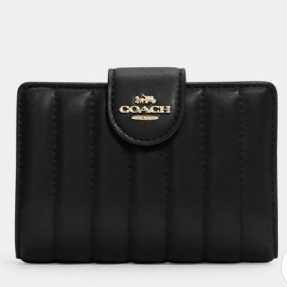 Medium Black Quilted Coach Wallet